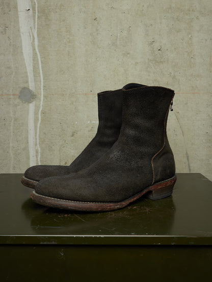 Julius_7 SS10-11 “neurbanvolker;” Reverse Cow Leather Back Zip Boots