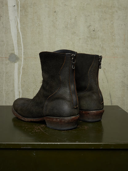 Julius_7 SS10-11 “neurbanvolker;” Reverse Cow Leather Back Zip Boots
