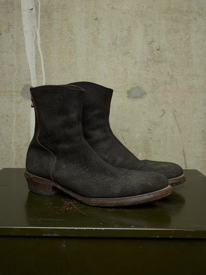Julius_7 SS10-11 “neurbanvolker;” Reverse Cow Leather Back Zip Boots