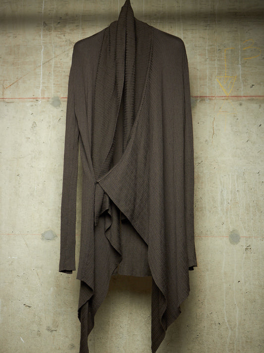Julius_7 AW07 "UNTITLED;" Dark Khaki Baby Alpaca Mohair Long Cardigan