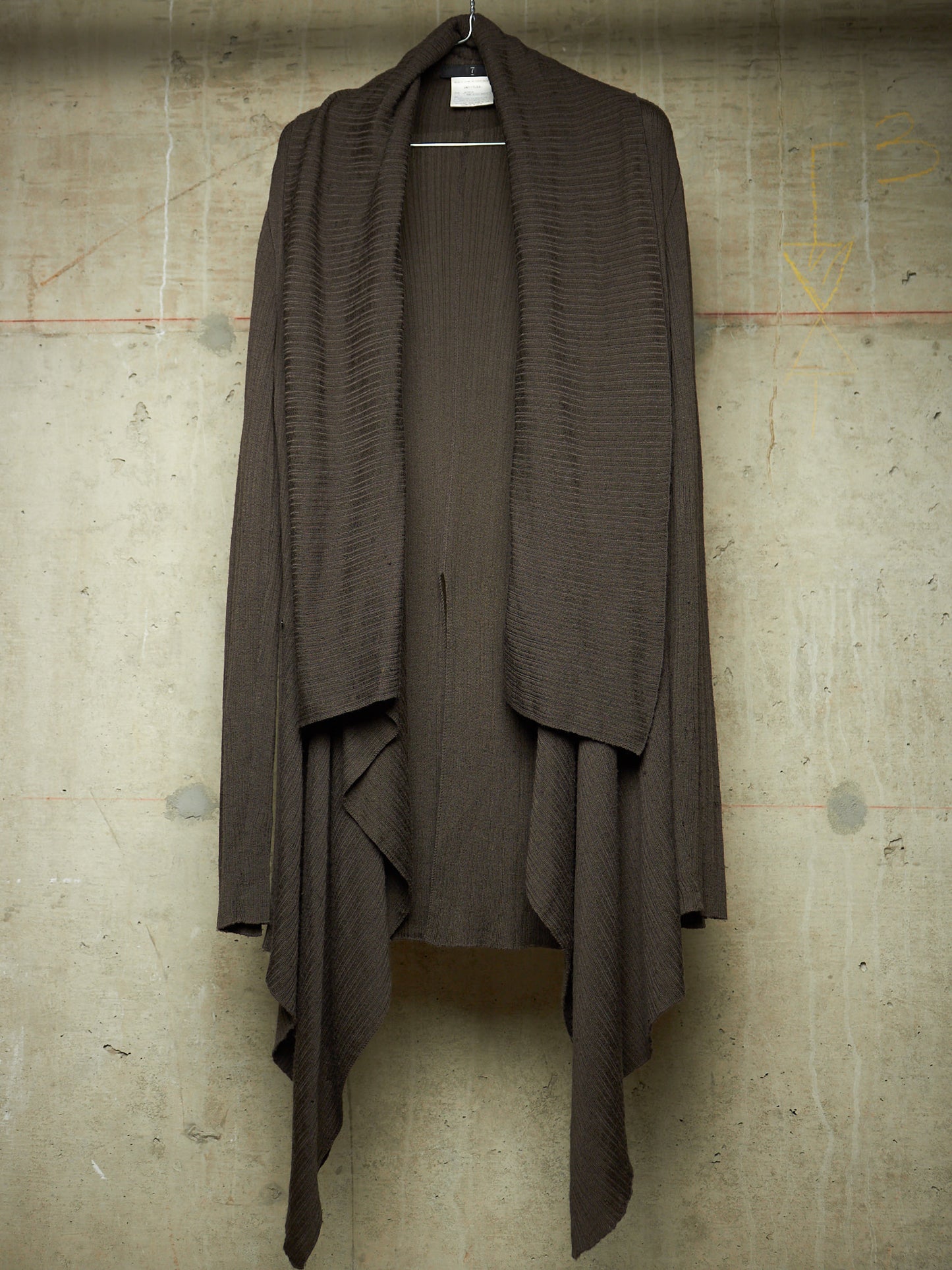 Julius_7 AW07 "UNTITLED;" Dark Khaki Baby Alpaca Mohair Long Cardigan