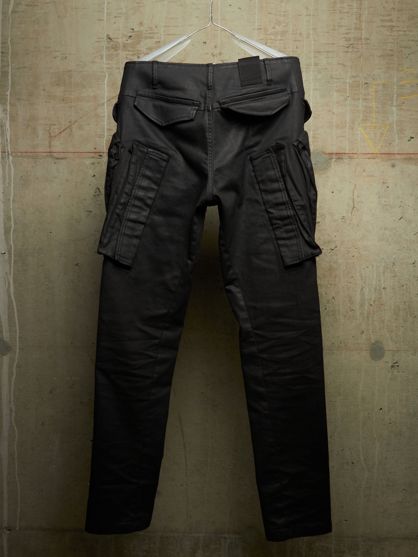Julius_7 AW16-17 "beast;" Wax Coated Vertical Gas-Mask Cargo Denim