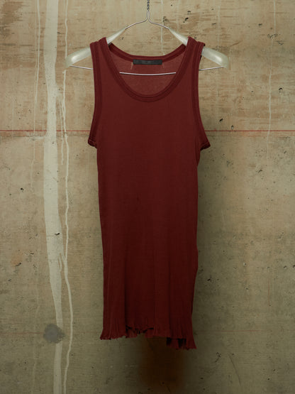 Julius_7 AW09 “PROTECTION_ISM;” Wine Red Raw Hem Rib Knit Tank Top