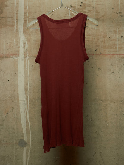 Julius_7 AW09 “PROTECTION_ISM;” Wine Red Raw Hem Rib Knit Tank Top