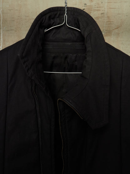 Julius_7 AW16-17 "beast;" Padded Asymmetric Zip Cotton High Neck Jacket