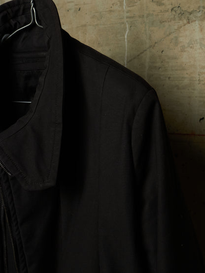 Julius_7 AW16-17 "beast;" Padded Asymmetric Zip Cotton High Neck Jacket