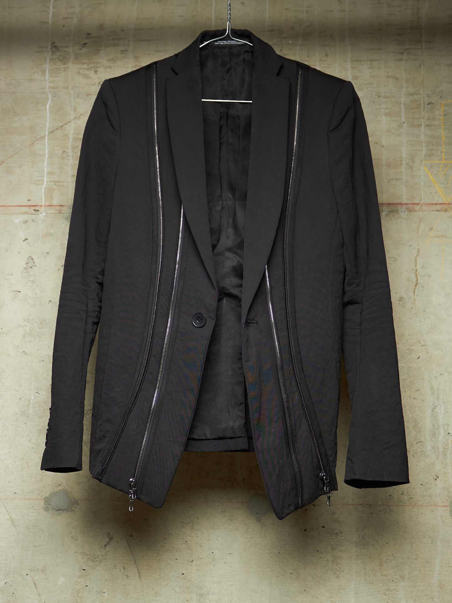 Julius_7 SS23 "_PERMANENT" Black Nylon Cotton Grosgrain Dual Zip Blazer