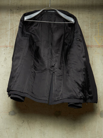 Julius_7 SS23 "_PERMANENT" Black Nylon Cotton Grosgrain Dual Zip Blazer
