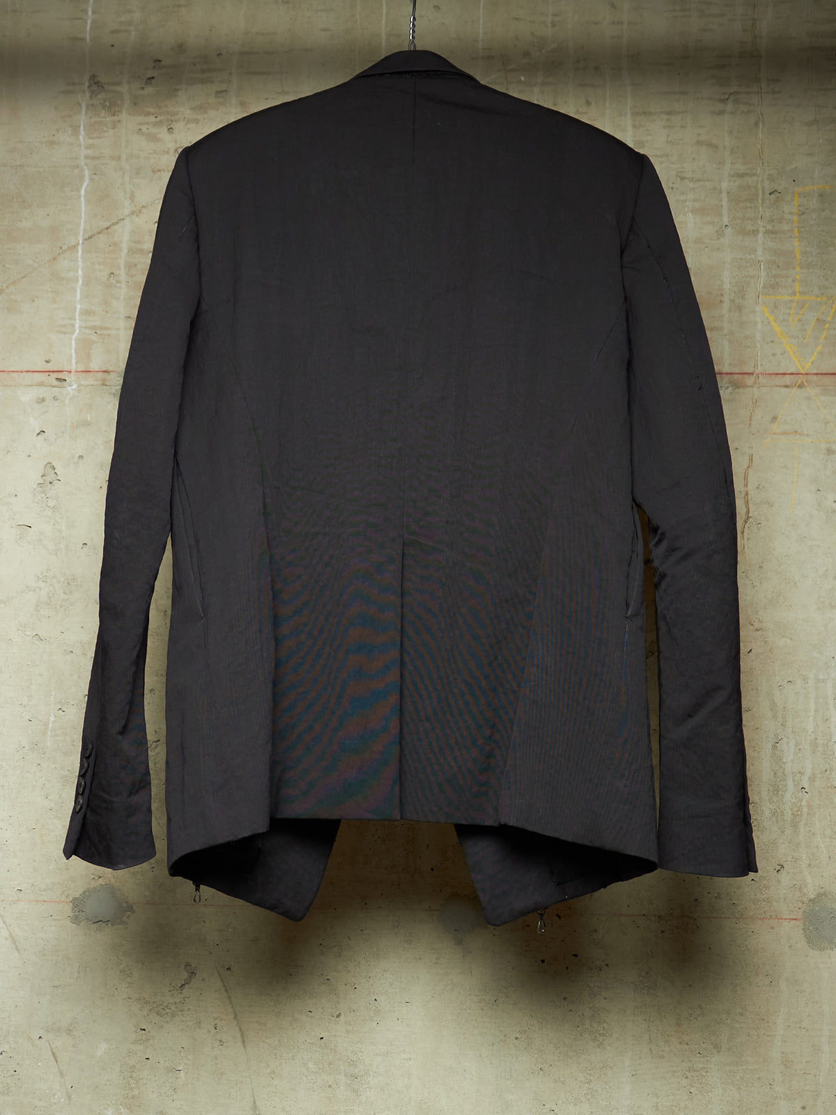 Julius_7 SS23 "_PERMANENT" Black Nylon Cotton Grosgrain Dual Zip Blazer