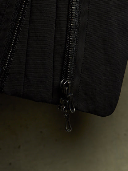 Julius_7 SS23 "_PERMANENT" Black Nylon Cotton Grosgrain Dual Zip Blazer