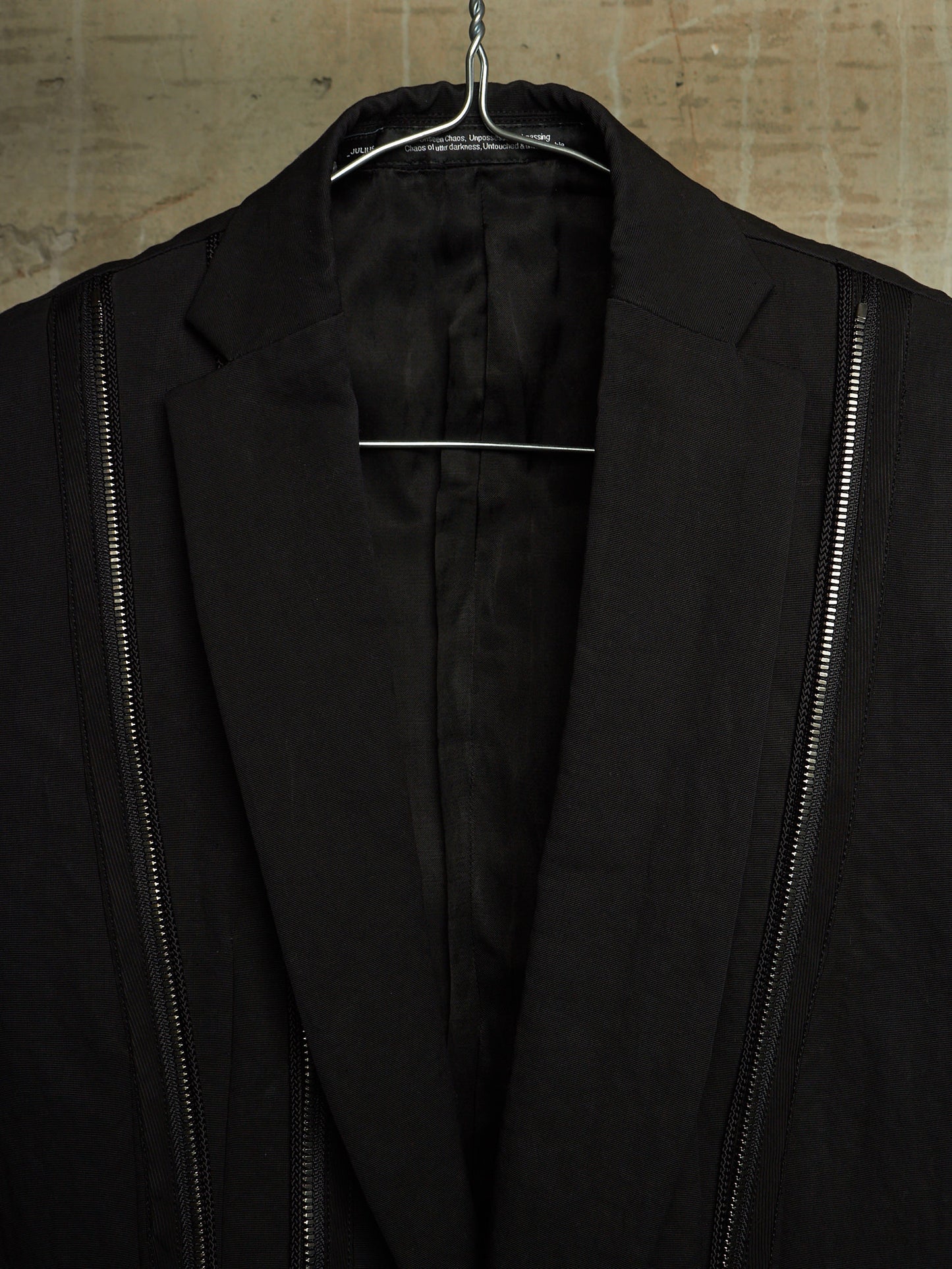 Julius_7 SS23 "_PERMANENT" Black Nylon Cotton Grosgrain Dual Zip Blazer