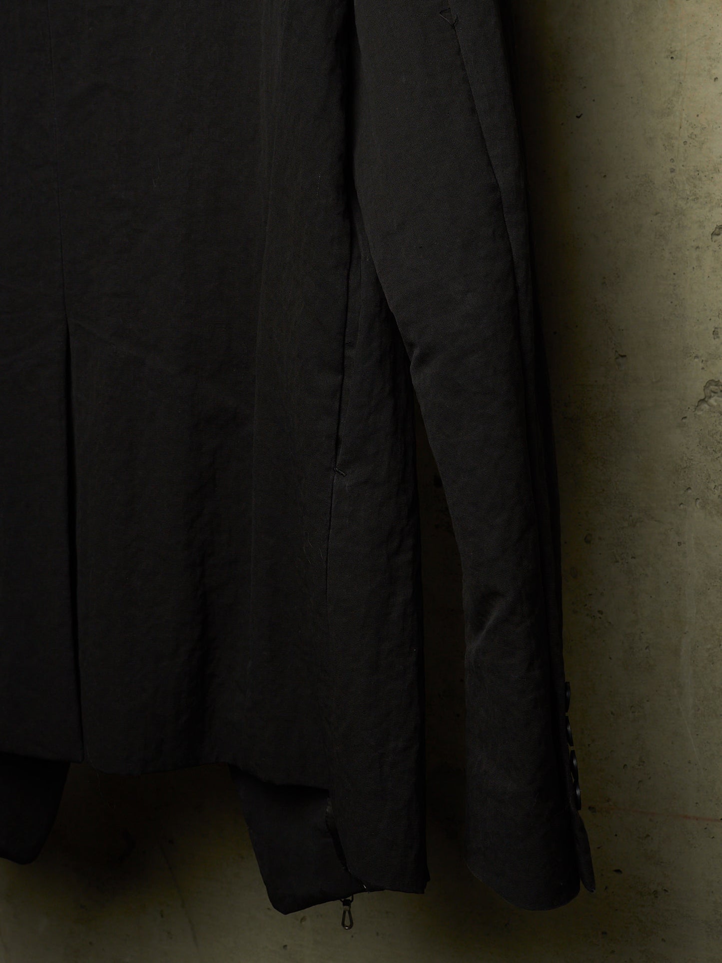 Julius_7 SS23 "_PERMANENT" Black Nylon Cotton Grosgrain Dual Zip Blazer