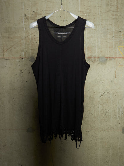 Julius_7 SS23 “PERMANENT;” Black Shredded Hem Rib Knit Tank Top
