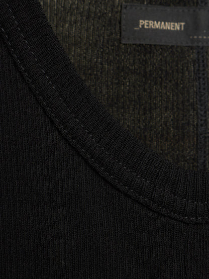 Julius_7 SS23 “PERMANENT;” Black Shredded Hem Rib Knit Tank Top