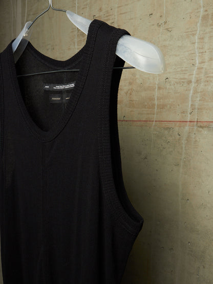 Julius_7 SS23 “PERMANENT;” Black Shredded Hem Rib Knit Tank Top