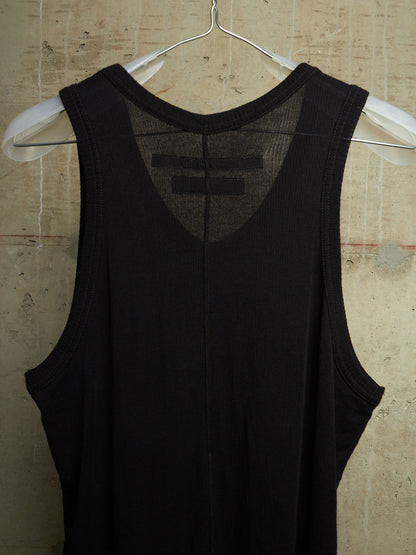 Julius_7 SS23 “PERMANENT;” Black Shredded Hem Rib Knit Tank Top