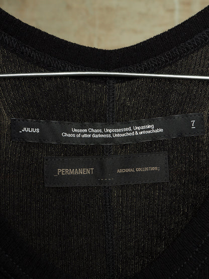 Julius_7 SS23 “PERMANENT;” Black Shredded Hem Rib Knit Tank Top