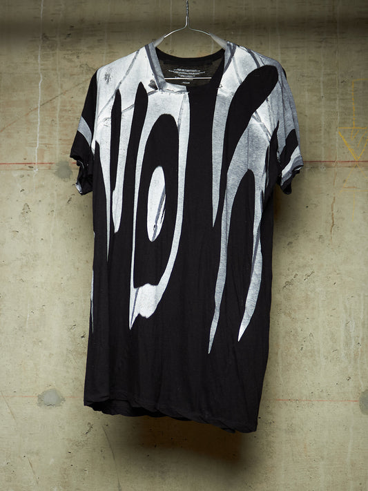 Julius_7 AW14-15 "Glitch;" Vomit Asymmetric Cut Graphic Print T-shirt