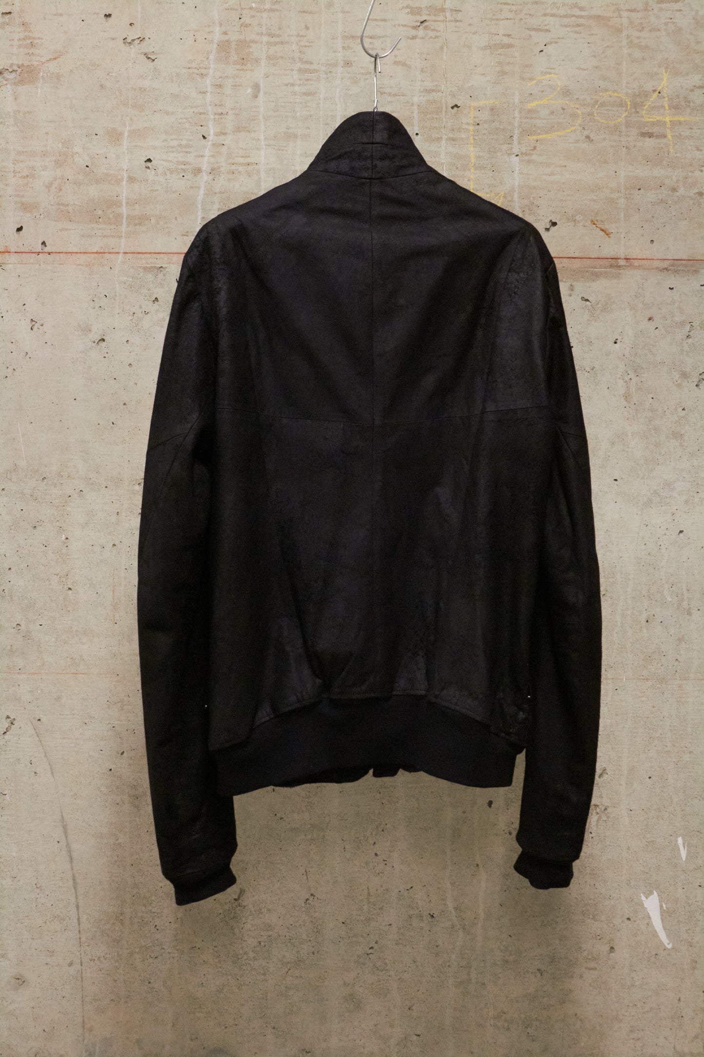 Julius_7 AW15-16 "sphere;" Reverse Lamb Leather Geometric Rider Jacket