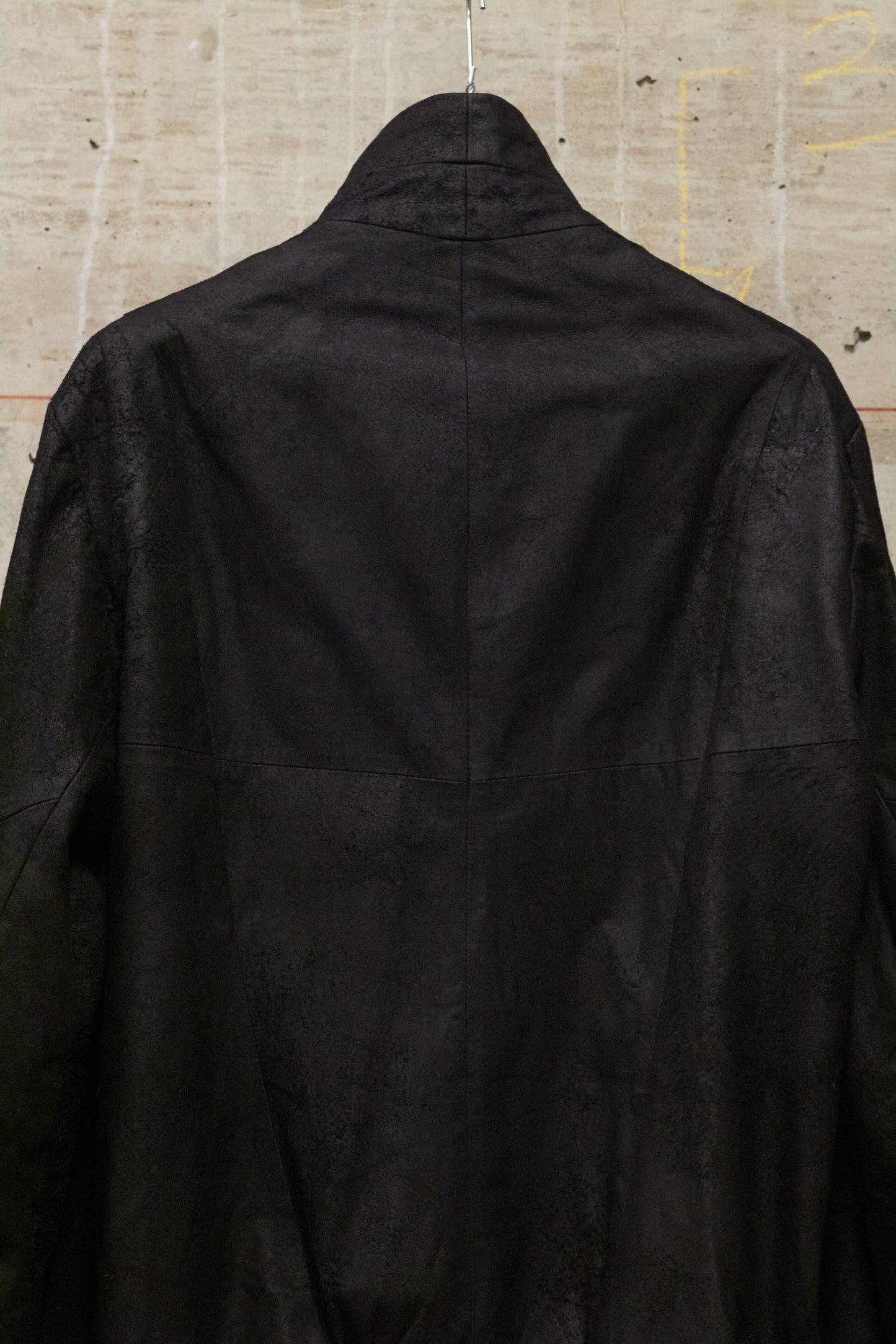 Julius_7 AW15-16 "sphere;" Reverse Lamb Leather Geometric Rider Jacket