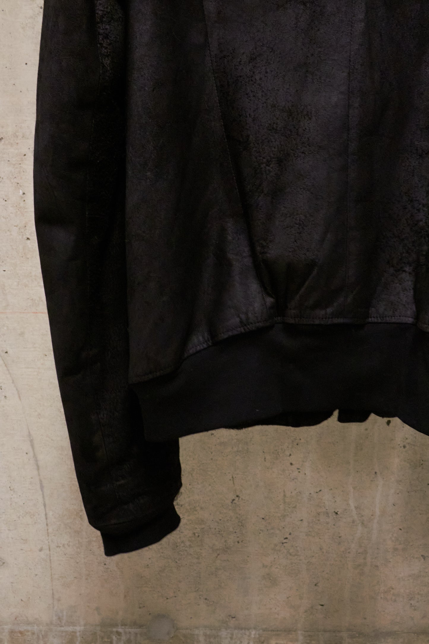 Julius_7 AW15-16 "sphere;" Reverse Lamb Leather Geometric Rider Jacket