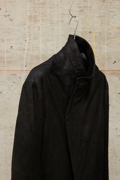 Julius_7 AW15-16 "sphere;" Reverse Lamb Leather Geometric Rider Jacket