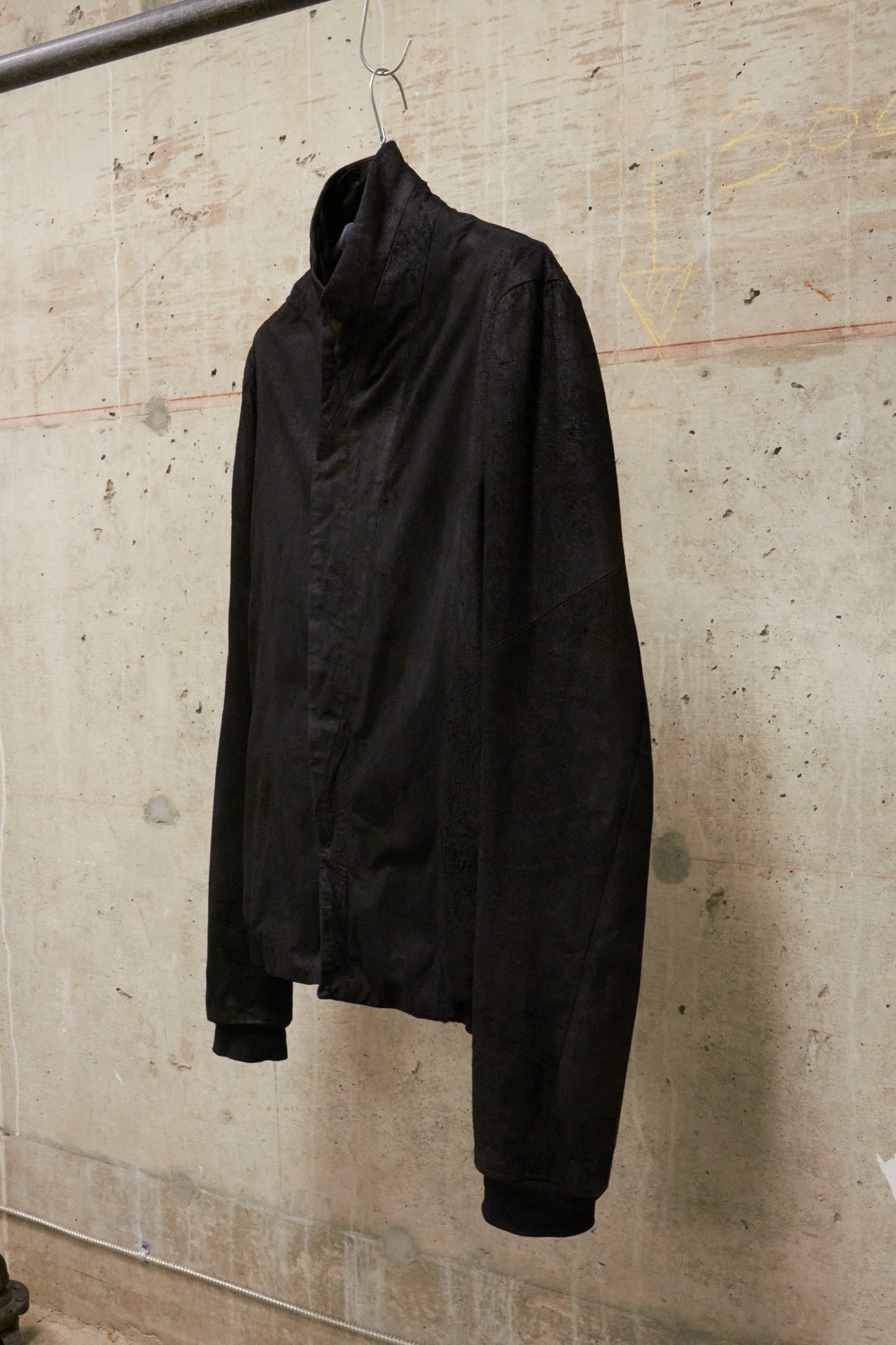 Julius_7 AW15-16 "sphere;" Reverse Lamb Leather Geometric Rider Jacket