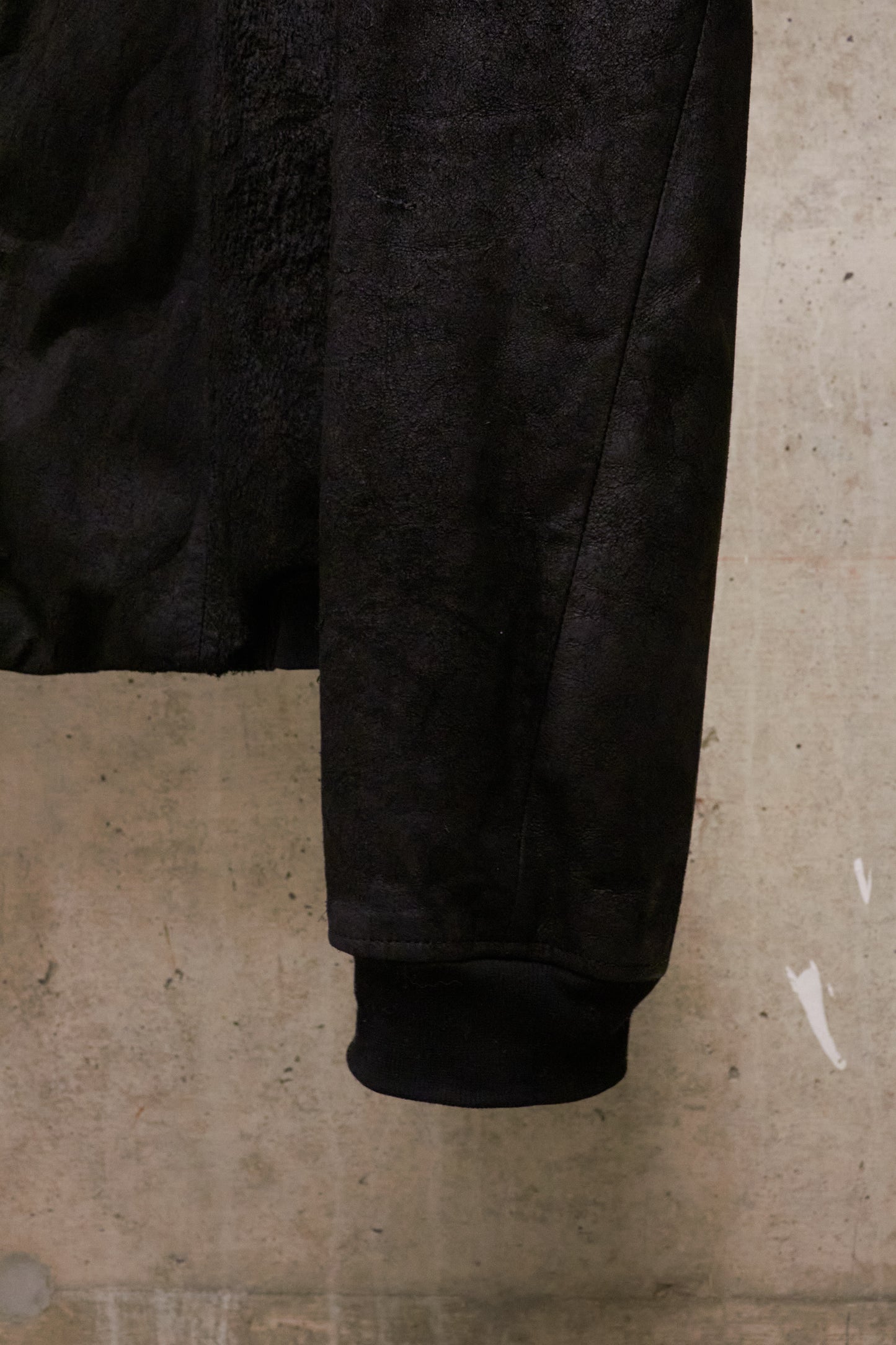 Julius_7 AW15-16 "sphere;" Reverse Lamb Leather Geometric Rider Jacket