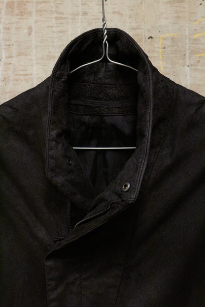 Julius_7 AW15-16 "sphere;" Reverse Lamb Leather Geometric Rider Jacket