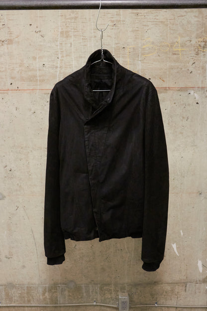 Julius_7 AW15-16 "sphere;" Reverse Lamb Leather Geometric Rider Jacket