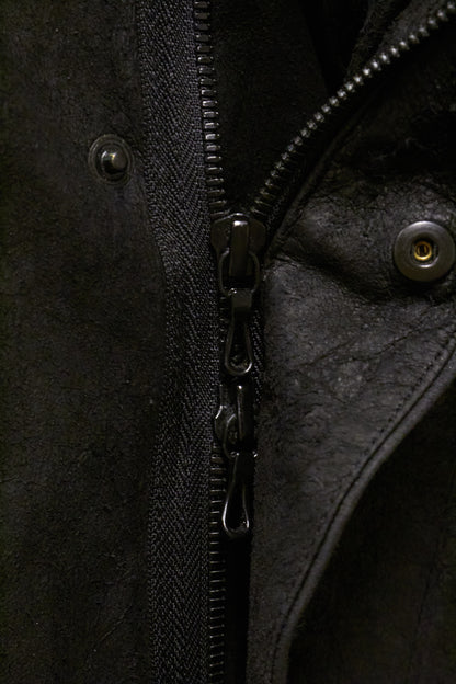 Julius_7 AW15-16 "sphere;" Reverse Lamb Leather Geometric Rider Jacket