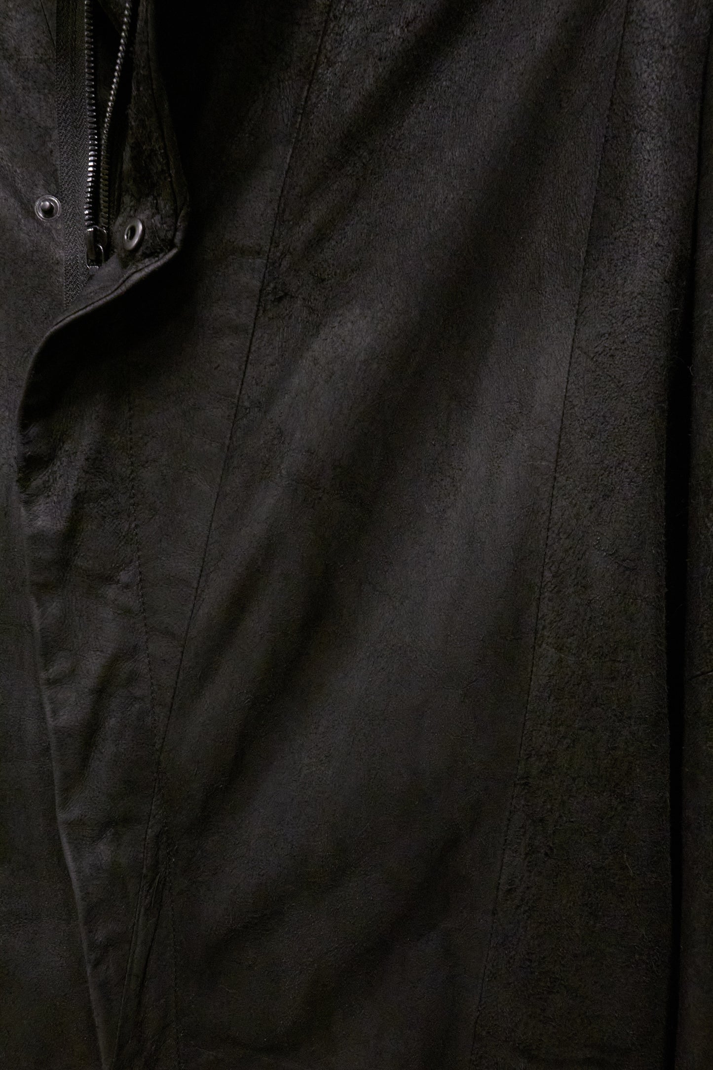 Julius_7 AW15-16 "sphere;" Reverse Lamb Leather Geometric Rider Jacket