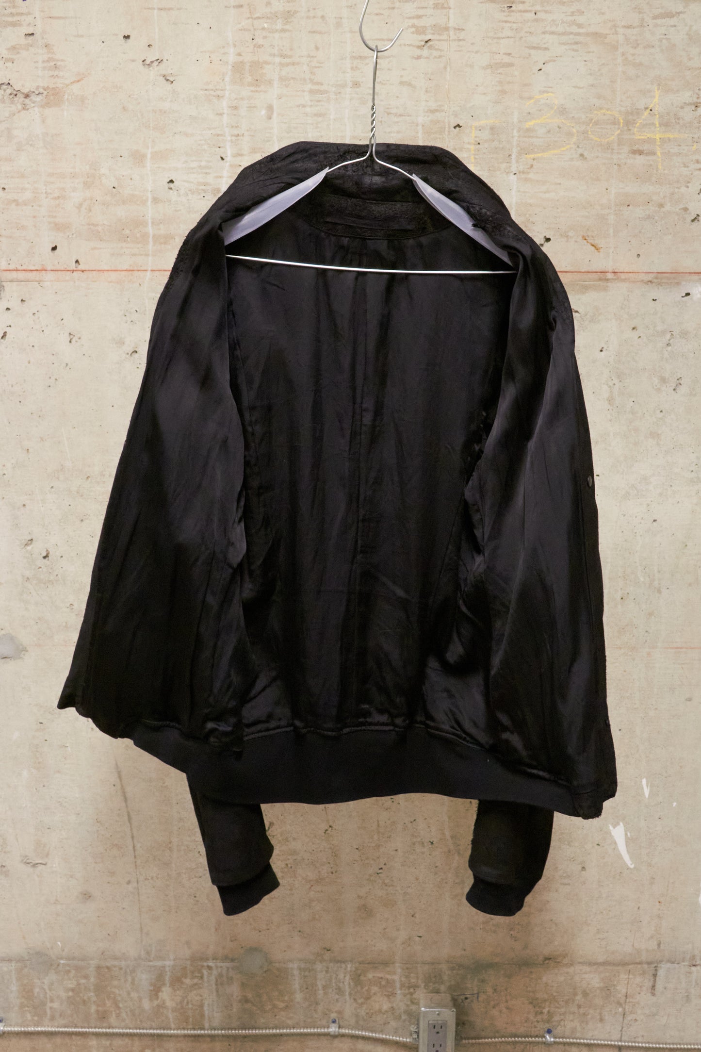 Julius_7 AW15-16 "sphere;" Reverse Lamb Leather Geometric Rider Jacket