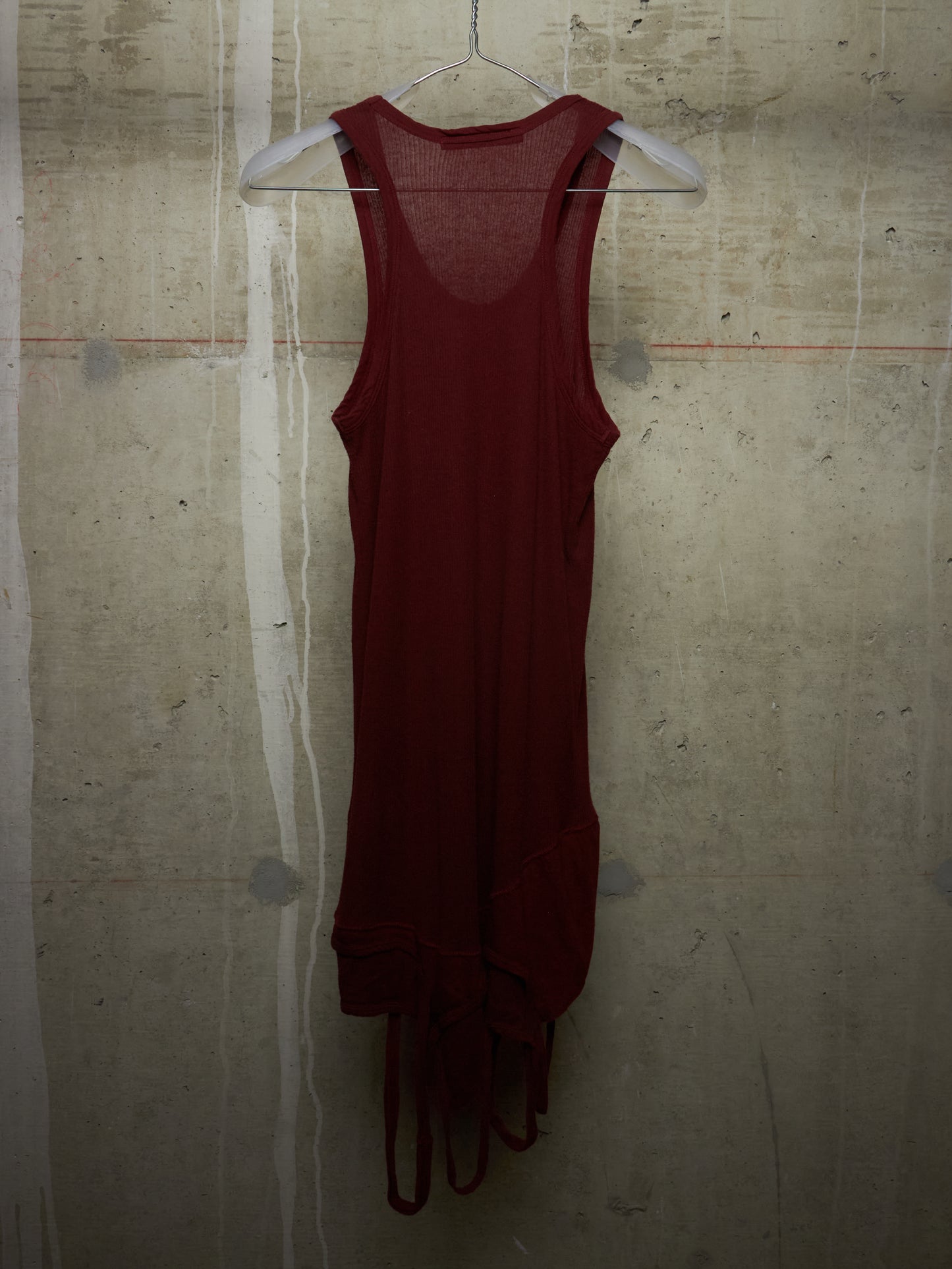 Julius_7 SS11 “Chaos ; Ontological Anarchism” Blood Red Cotton Silk Rib Suspended Tank Top