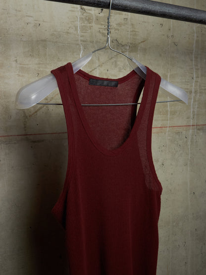 Julius_7 SS11 “Chaos ; Ontological Anarchism” Blood Red Cotton Silk Rib Suspended Tank Top