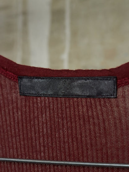 Julius_7 SS11 “Chaos ; Ontological Anarchism” Blood Red Cotton Silk Rib Suspended Tank Top