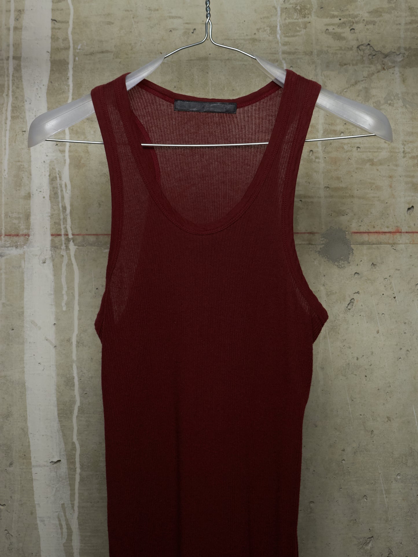 Julius_7 SS11 “Chaos ; Ontological Anarchism” Blood Red Cotton Silk Rib Suspended Tank Top