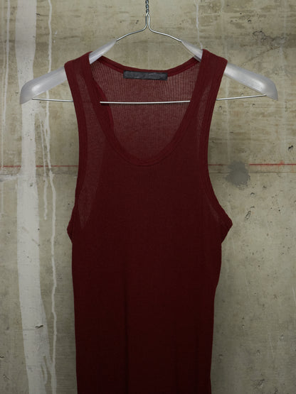 Julius_7 SS11 “Chaos ; Ontological Anarchism” Blood Red Cotton Silk Rib Suspended Tank Top