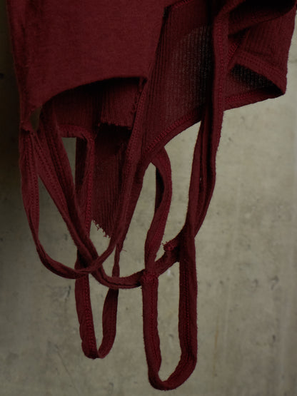 Julius_7 SS11 “Chaos ; Ontological Anarchism” Blood Red Cotton Silk Rib Suspended Tank Top