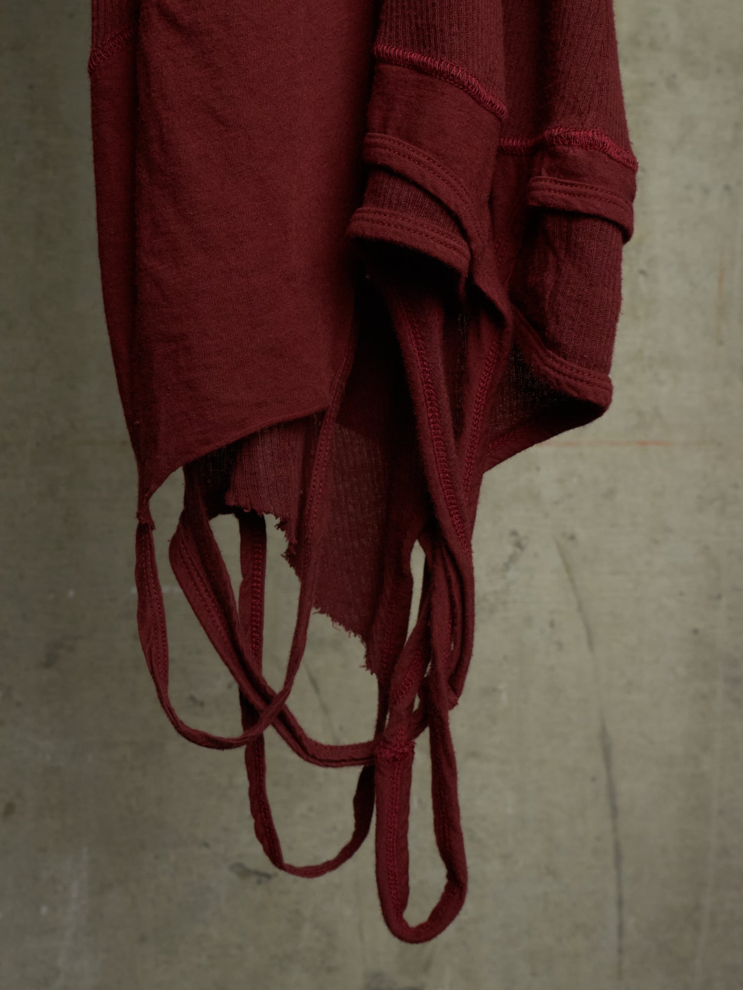 Julius_7 SS11 “Chaos ; Ontological Anarchism” Blood Red Cotton Silk Rib Suspended Tank Top