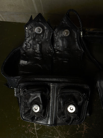 KMRii ‘1101-BG01 KB-Scorpion’ Distressed Leather Hand-stitched Tassel Waist Belt Bag