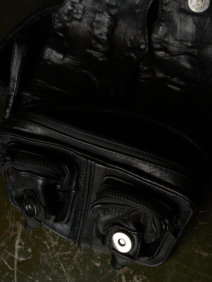 KMRii ‘1101-BG01 KB-Scorpion’ Distressed Leather Hand-stitched Tassel Waist Belt Bag