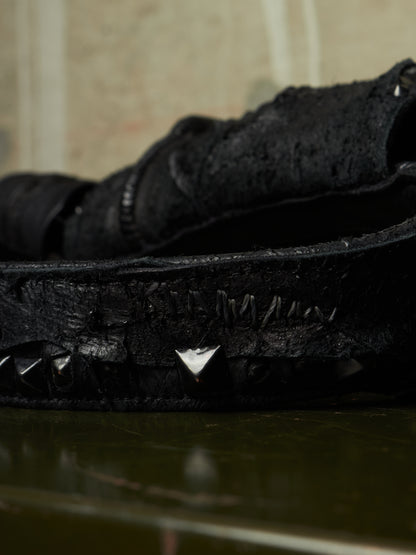 KMRii ‘1101-BG01 KB-Scorpion’ Distressed Leather Hand-stitched Tassel Waist Belt Bag