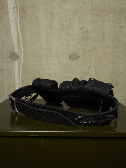 KMRii ‘1101-BG01 KB-Scorpion’ Distressed Leather Hand-stitched Tassel Waist Belt Bag