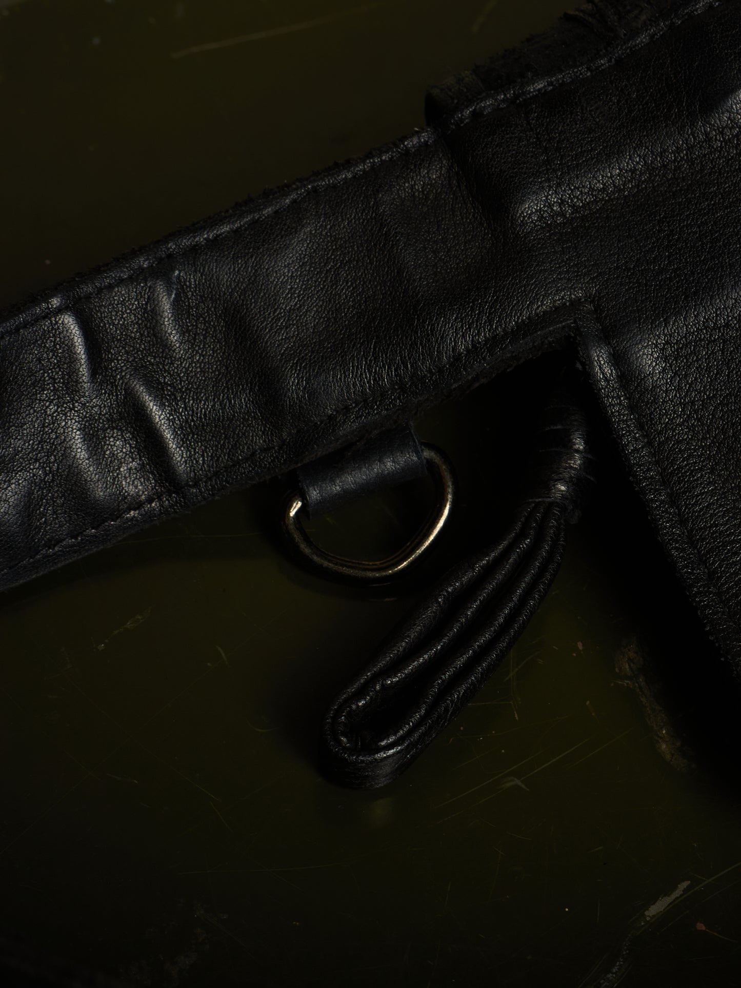 KMRii ‘1101-BG01 KB-Scorpion’ Distressed Leather Hand-stitched Tassel Waist Belt Bag