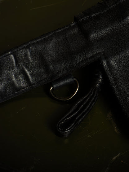 KMRii ‘1101-BG01 KB-Scorpion’ Distressed Leather Hand-stitched Tassel Waist Belt Bag