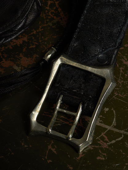 KMRii ‘1101-BG01 KB-Scorpion’ Distressed Leather Hand-stitched Tassel Waist Belt Bag