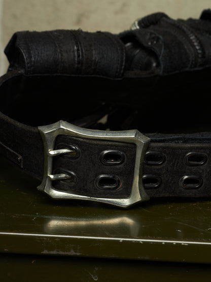 KMRii ‘1101-BG01 KB-Scorpion’ Distressed Leather Hand-stitched Tassel Waist Belt Bag