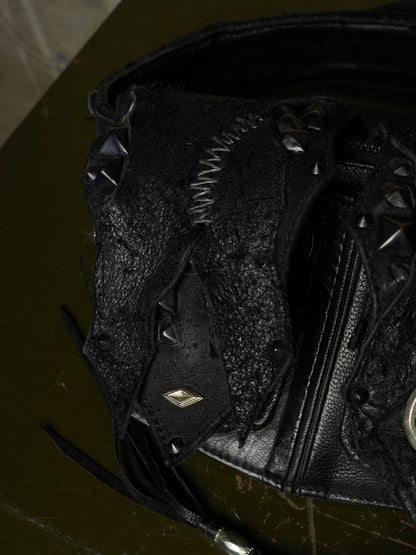 KMRii ‘1101-BG01 KB-Scorpion’ Distressed Leather Hand-stitched Tassel Waist Belt Bag