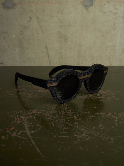 KUBORAUM x Julius_7 'Maske A1 BM ES' Burnt Leather Round Lens Sunglasses